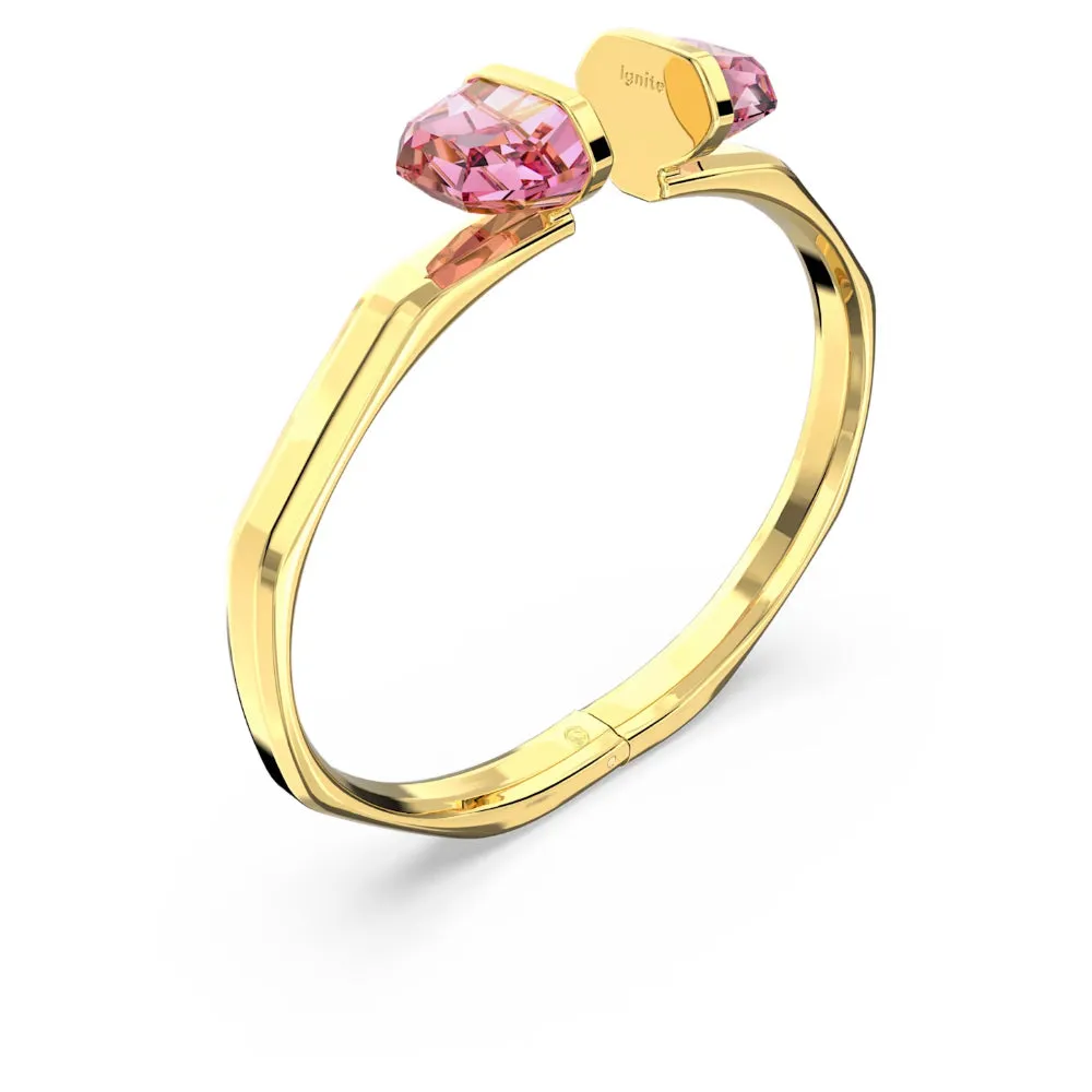 "Swarovski Lucent bangle Magnetic closure, Pink, Gold-tone plated"