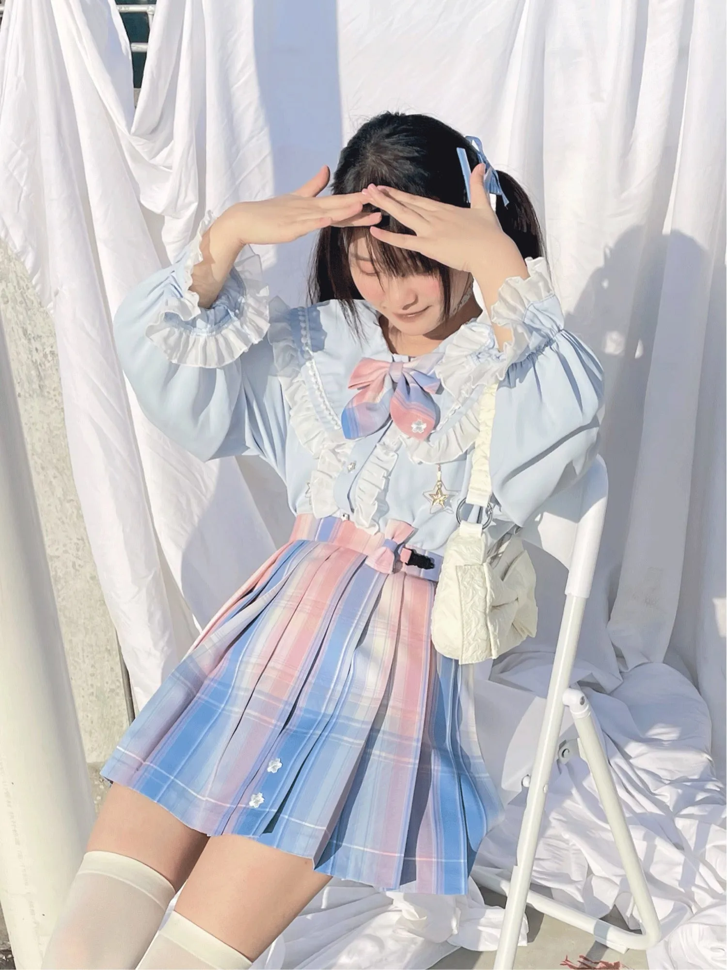 Sakura Lollipop JK Uniform Blouse with Metal Star Pendants