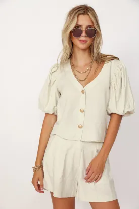 SALE - Rivera Balloon Sleeve V Neck Blouse