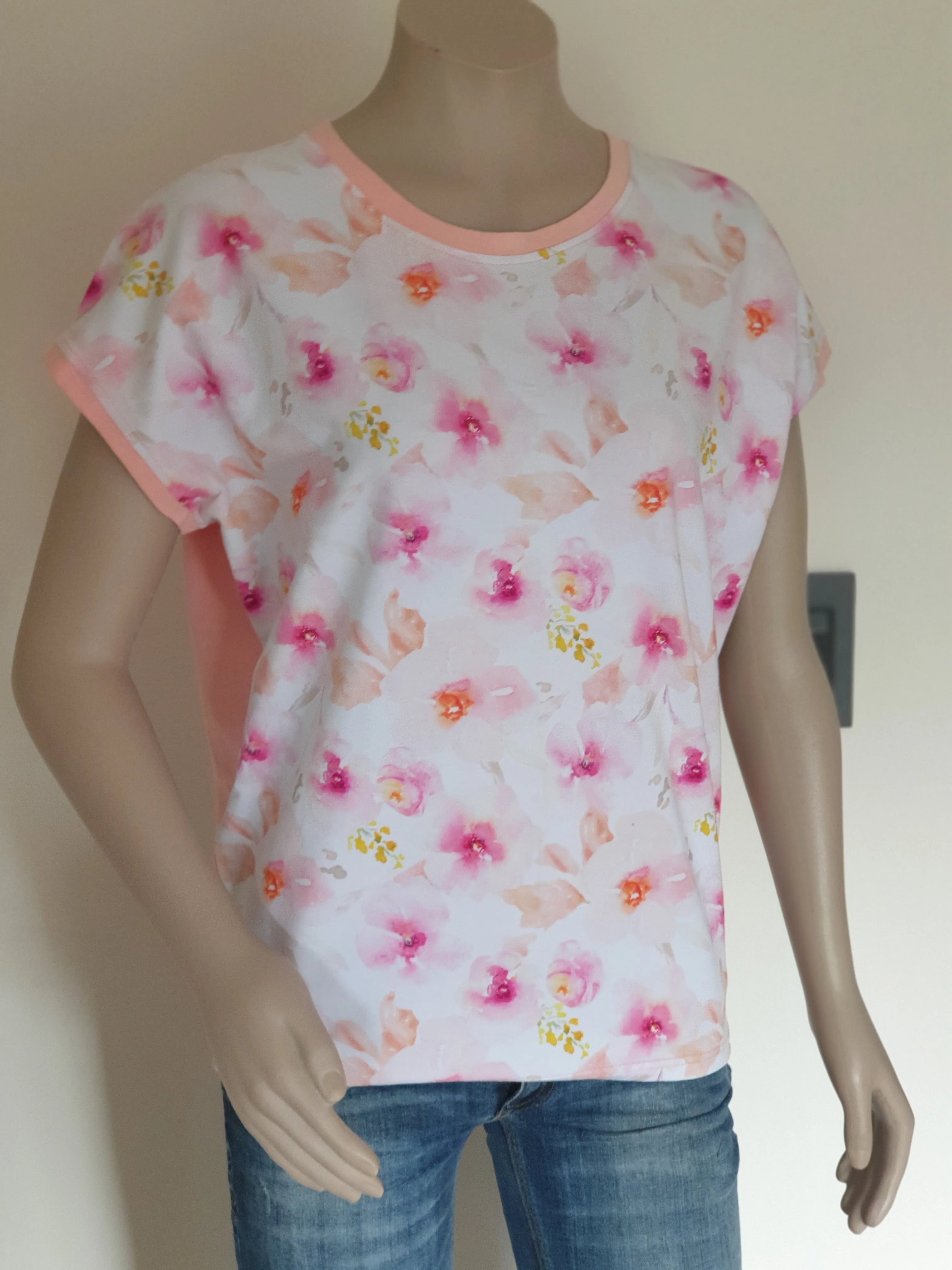 Slouchy  Tee - Peach Floral