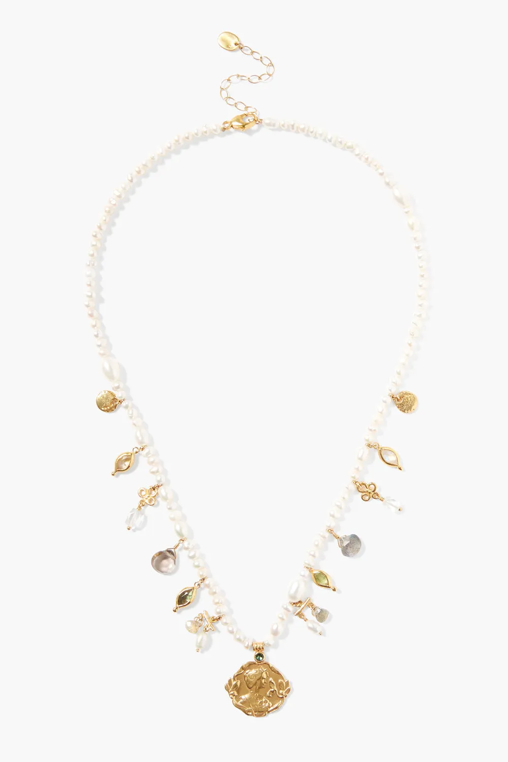 Suri Charm Necklace White Pearl Mix