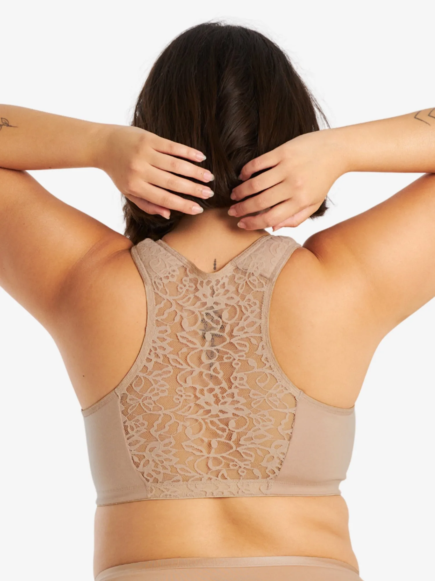 The Indy - Cotton Front-Closure Lace Racerback Bra