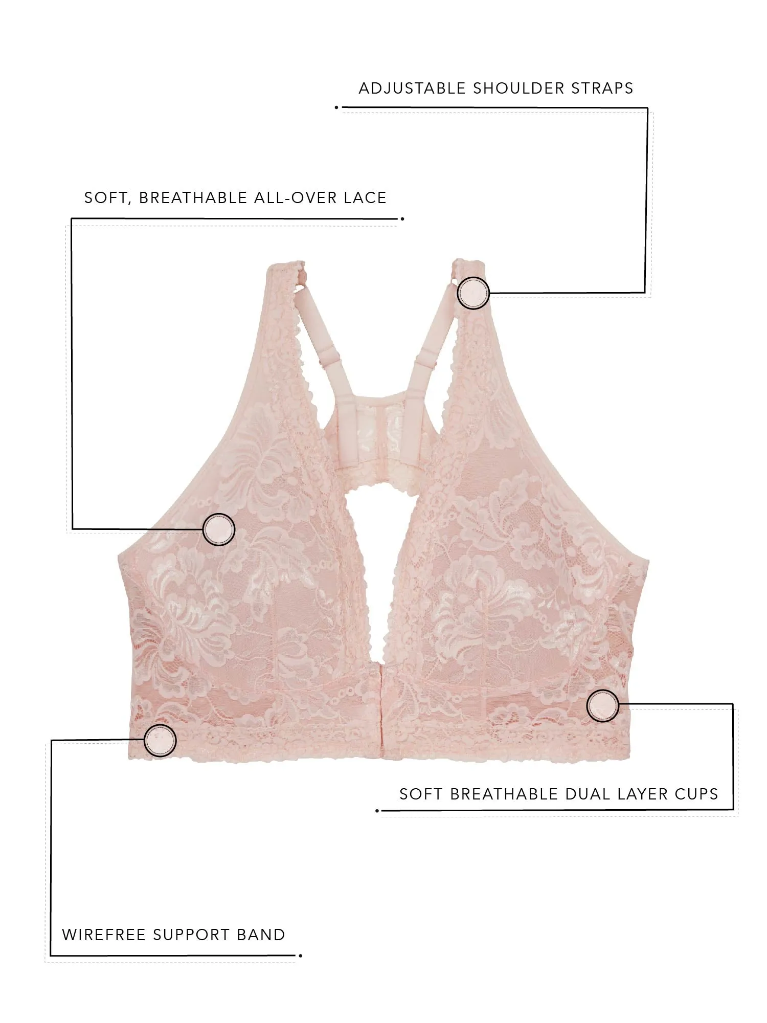 The Nola - Lace Wirefree Front-Closure Bralette