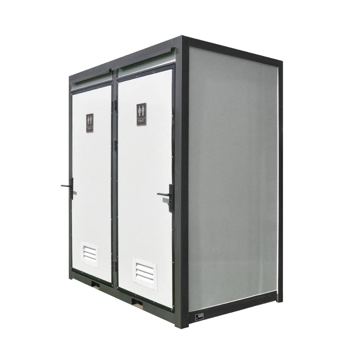 TMG Industrial 7’ Two Person Mobile Toilet, Ceramic Toilet, Triangular Wash Basin, Exhaust Fans, PVC Wood Grain Floor, TMG-STD07