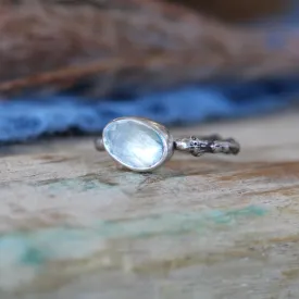 Wanderer Ring blue Topaz and sterling silver cast branch